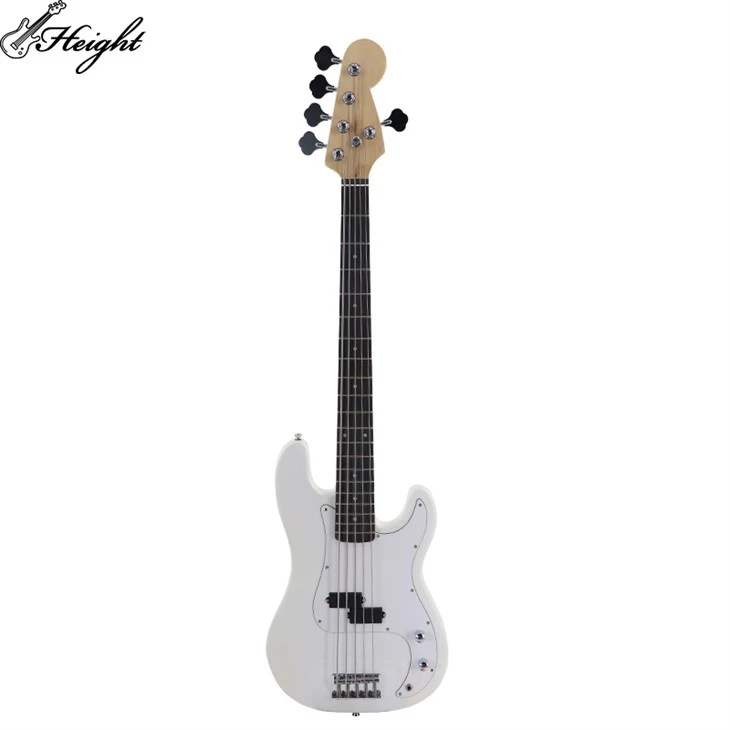 Beş Telli Bas Gitar Elektro Gitar Masif Ahşap Gövde Beyaz Elektro Gitar